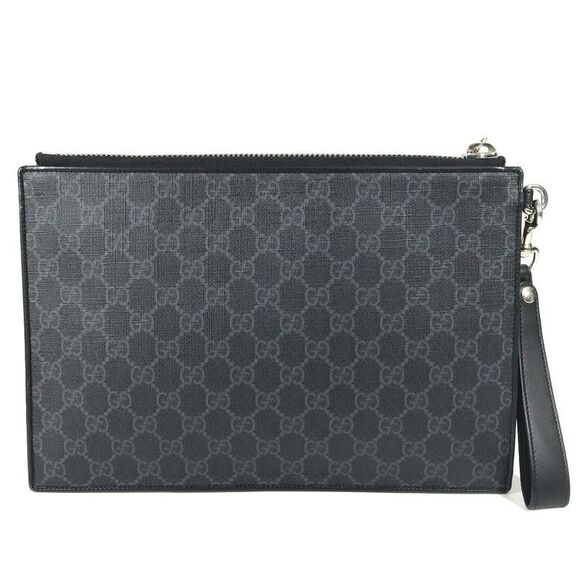 Gucci Clutch Bag Night Courier GG Supreme 496346 GG Supreme Canvas Black - Picture 2 of 9